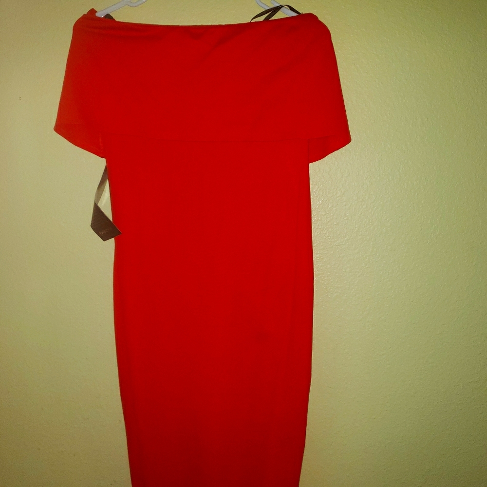 Orange off-shouldered dress